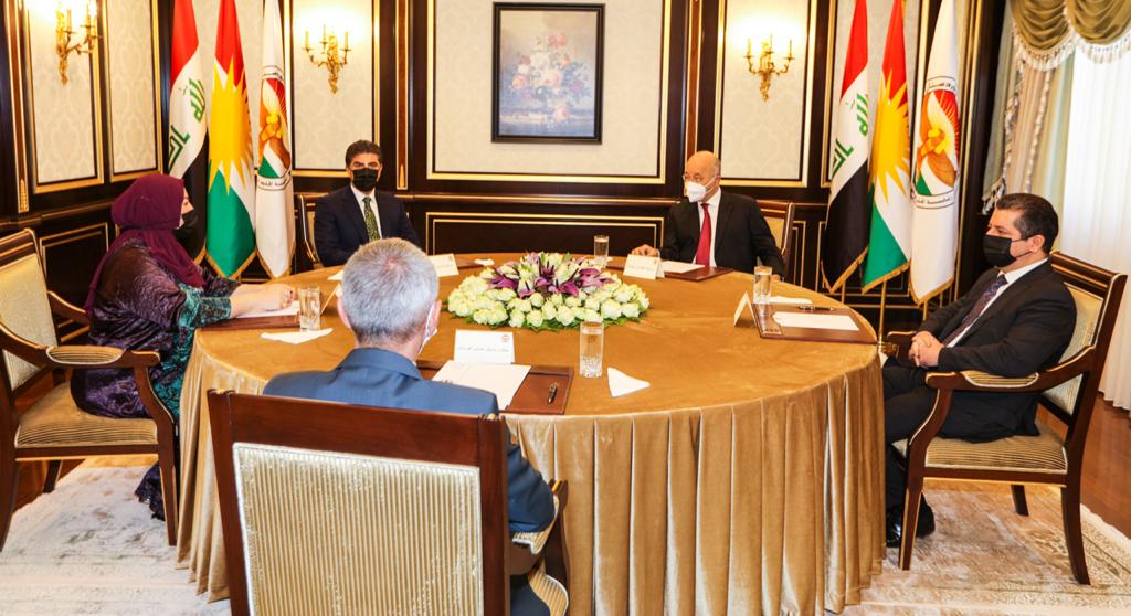 رئاسات إقليم كوردستان ورئيس الجمهورية يناقشون آخر المستجدات في العراق